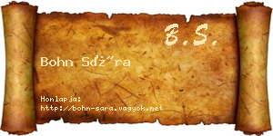 Bohn Sára névjegykártya